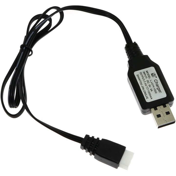 Кабел caricatore USB, Yunique, 7,4 V, Syma X8C, Hubsan H501S, Черно, 1 бр