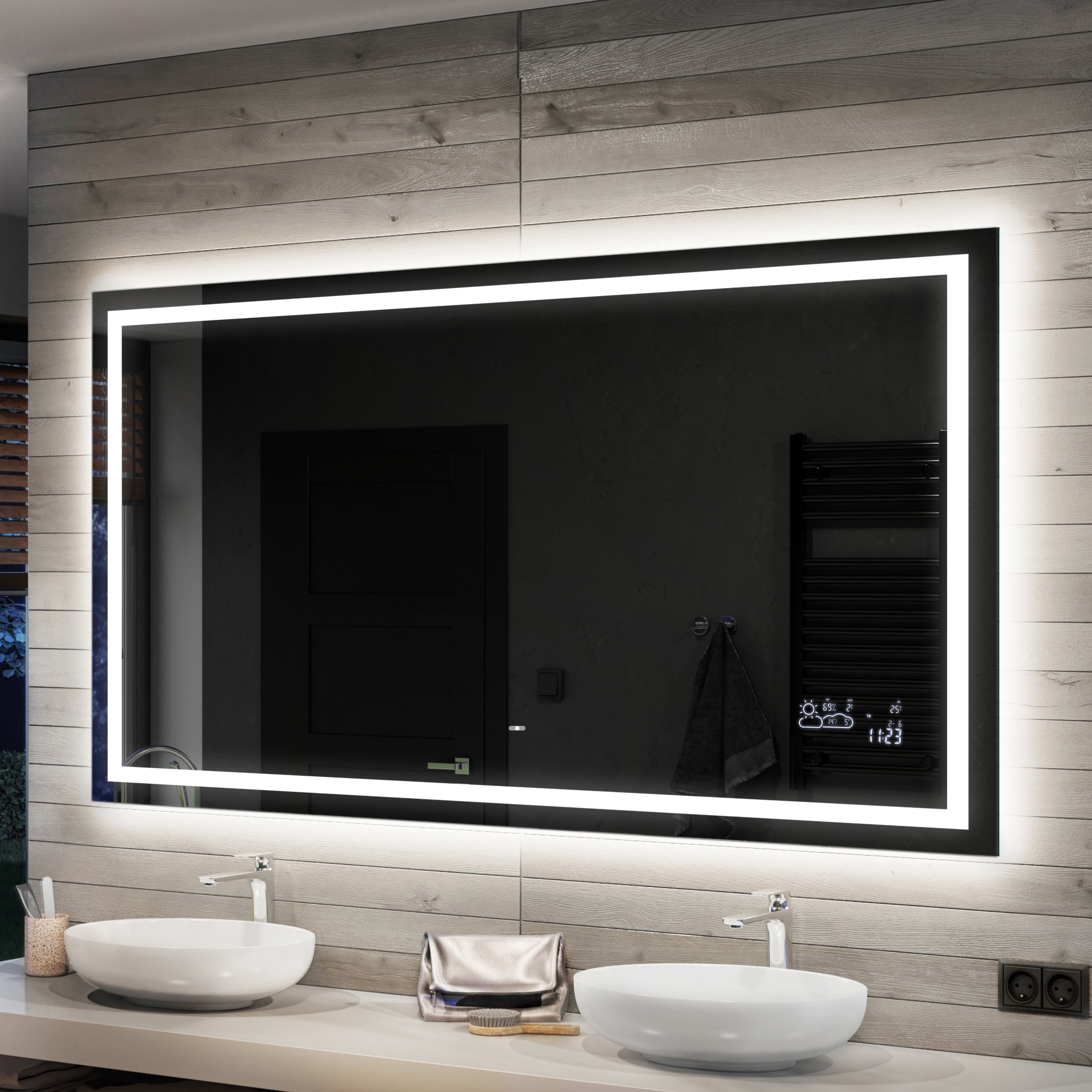 Oglinda baie cu iluminare LED Intrerupator Statia meteo WI-Fi, Artforma, LED015 - eMAG.ro
