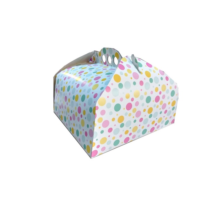 Set cutii tort cu buline color,25 buc, dimensiune 25X35 cm