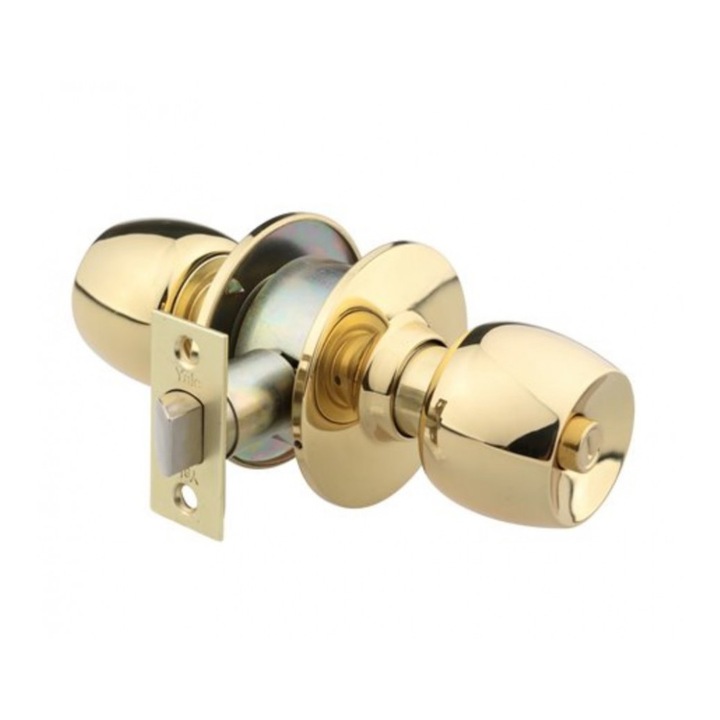 Broasca cu buton Yale pentru usi din lemn de baie dornmass 60 mm finisaj alama lacuita 40-CY3-5786-BK-0201