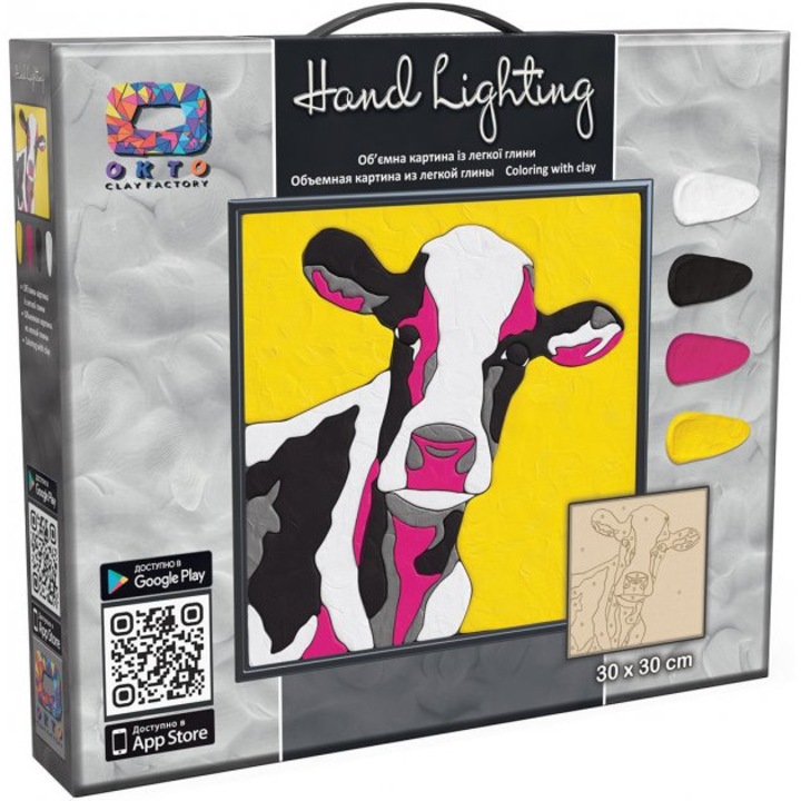 Set pictura 3D cu argila usoara, 30x30cm - COW