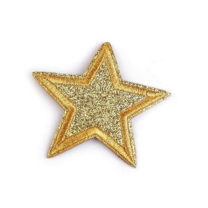 Термозалепваща апликация, звезда 6,5 см, злато