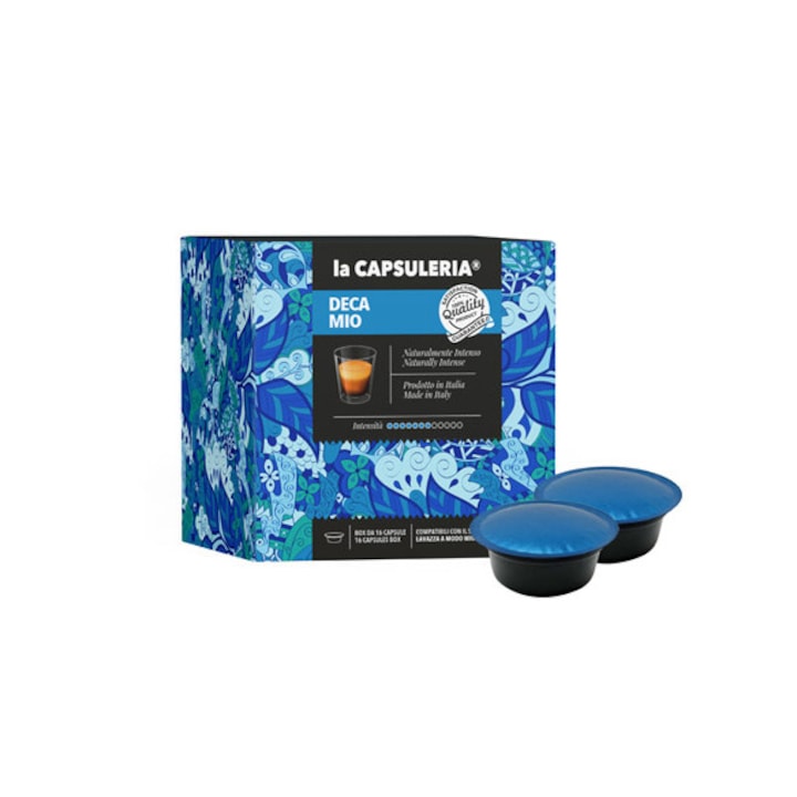 Комплект от 16 капсули кафе без кофеин Deca Mio, съвместими с Lavazza a Modo Mio, La Capsuleria