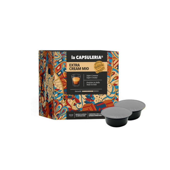 Комплект от 16 капсули кафе Extra Cream Mio, съвместими с Lavazza a Modo Mio, La Capsuleria