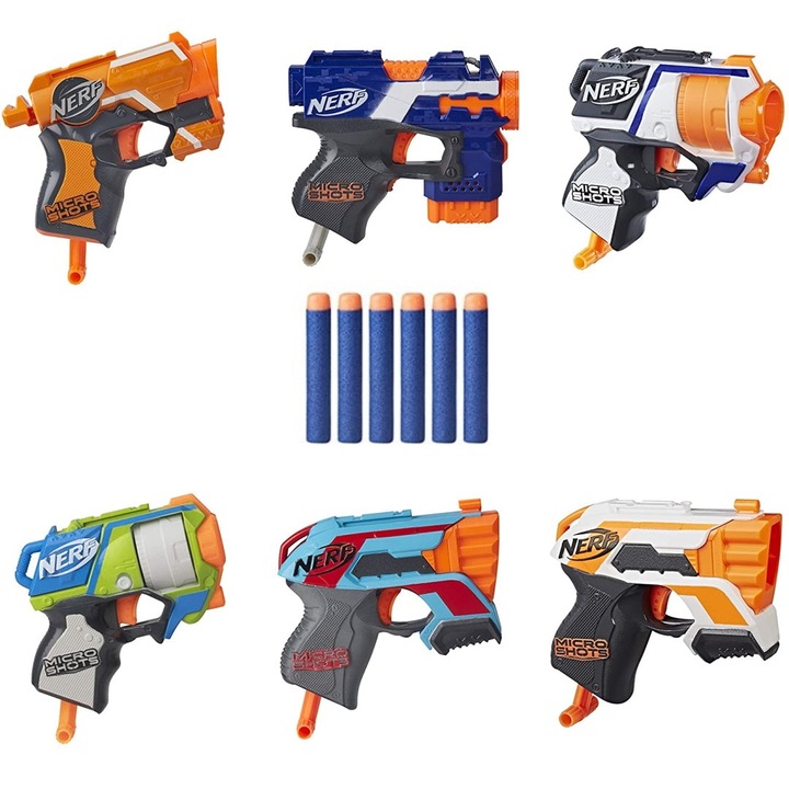 Комплект детски оръжия Nerf, с включени 6 снаряда, многоцветен