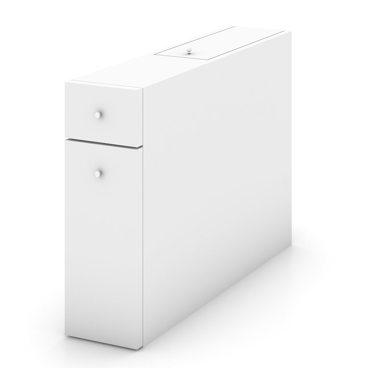 Шкаф за баня Evila Originals 793ELG3902, 19х55 см, 2 чекмеджета, Модерен дизайн, Меламиново покритие, Бял