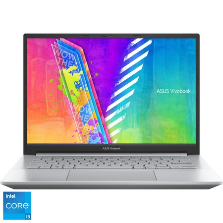 Laptop ultraportabil ASUS Vivobook Pro 14 K3400PA cu procesor Intel® Core™ i5-11300H, 14", WQXGA, 8GB, 512GB SSD, Intel® Iris Xe Graphics, No OS, Cool Silver