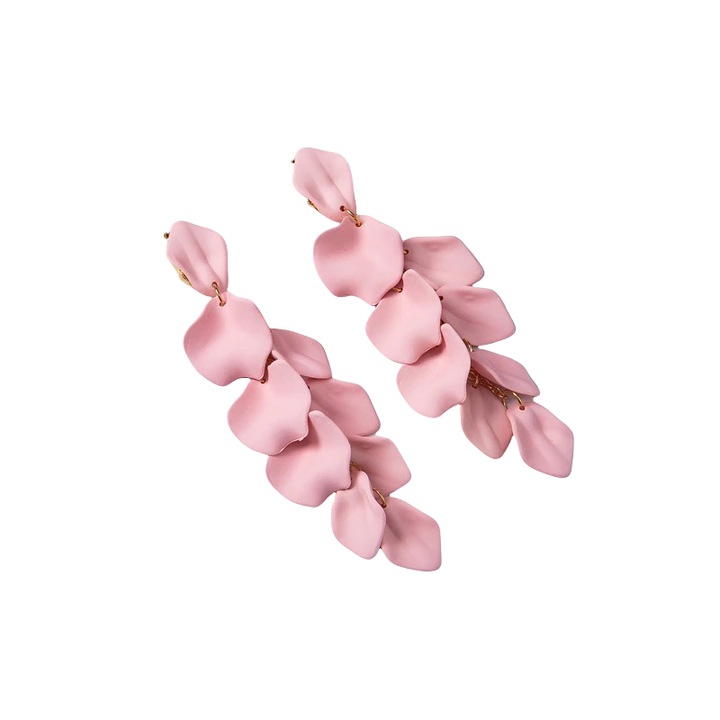 Cercei roz, lungi, cu petale, Barbi C17, Pursehuit