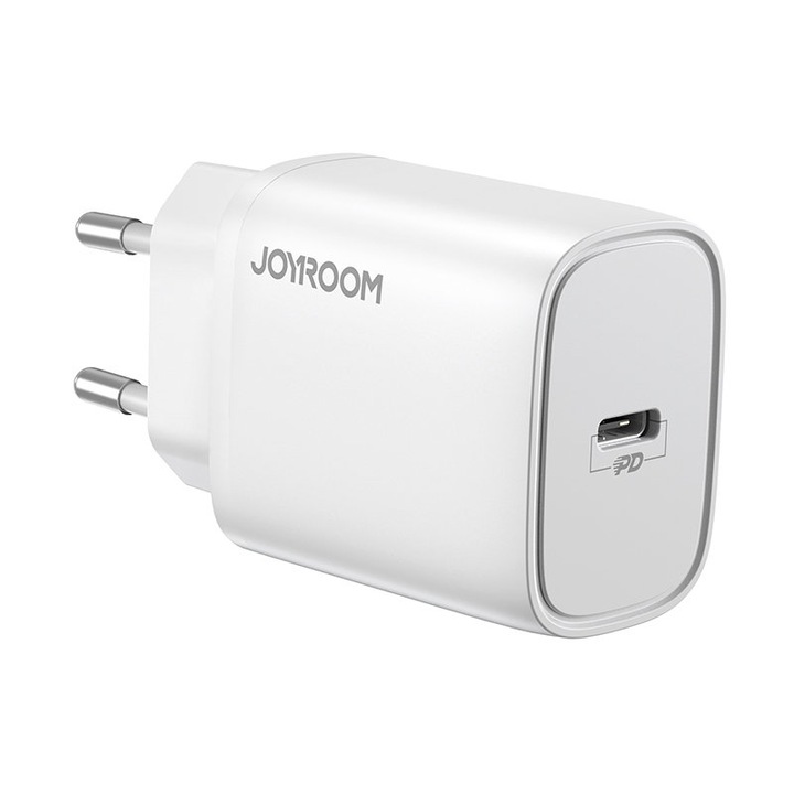 Incarcator de retea Joyroom L-P201, port USB tip C, PD, 20W, mufa UE, functie de incarcare rapida Power Delivery, Alb