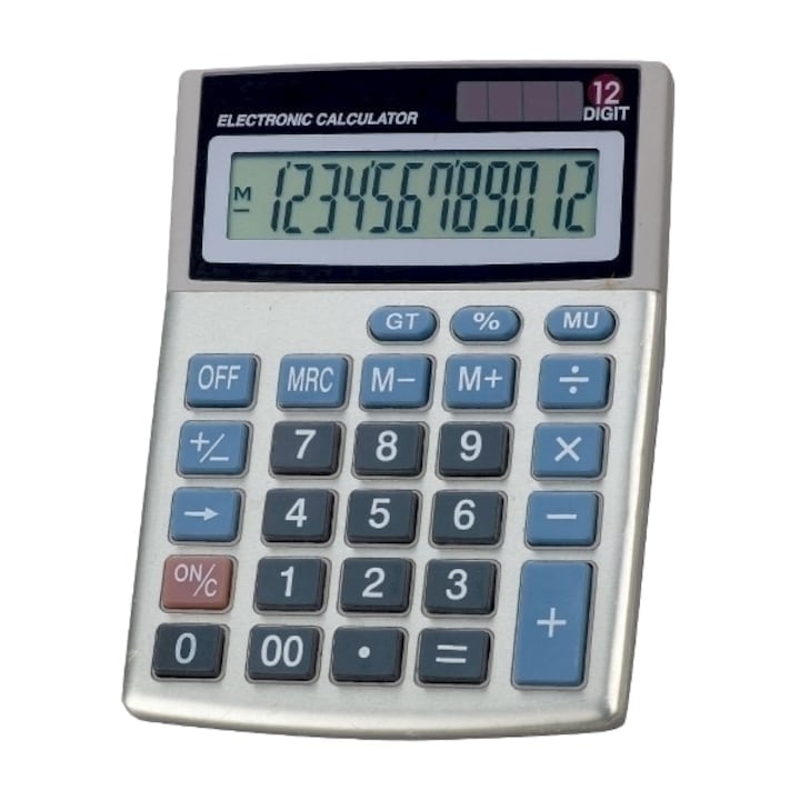 Calculator birou , MEMORIS-PRECIOUS, M12D, 12 digiti, dual power, gri metalizat