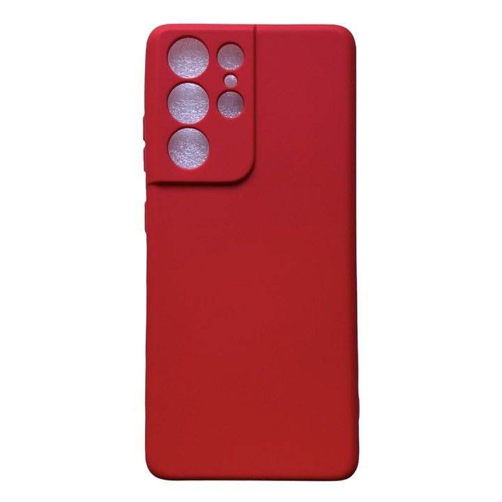 Szilikon tok kameravédelemmel és mikroszálas belsővel, kompatibilis a Samsung Galaxy S21 Ultra / S21 Ultra 5G / Red telefonnal