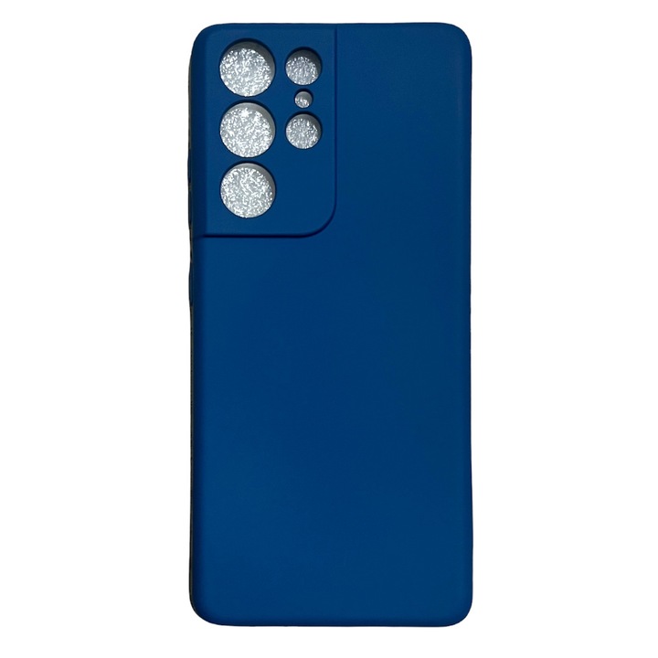 Szilikon burkolat kameravédelemmel és belül mikroszálas, kompatibilis a Samsung Galaxy S21 Ultra / S21 Ultra 5G / Blue telefonnal