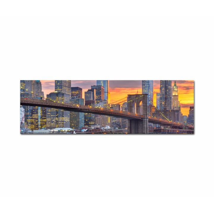Vászonfestmény, 1 db, Brooklyn Bridge New Yorkból 458, UV nyomat PREMIUM COTTON vászonra (400 g/m2) és fa keretre feszítve (Profil 2X3,6cm), 100x30 cm