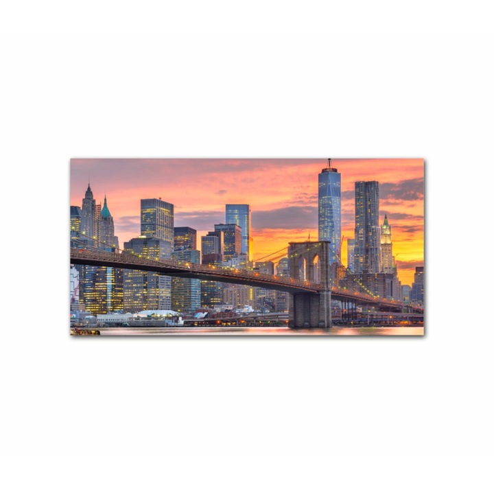Vászonfestmény, 1 db, Brooklyn Bridge New Yorkból 458, UV nyomat PREMIUM COTTON vászonra (400 g/m2) és fa keretre feszítve (Profil 2X3,6cm), 80x40 cm