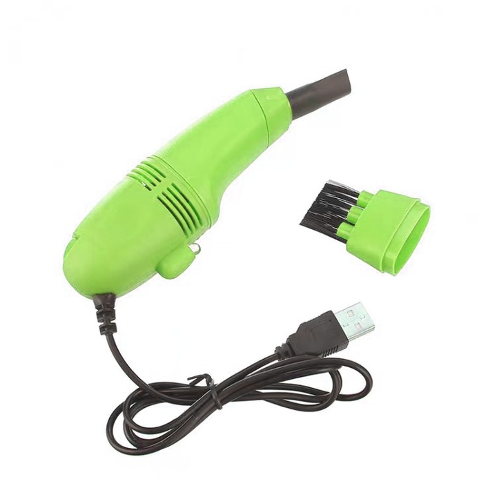 Mini aspirator pentru curatare tastatura, ABS, Conectare USB, Verde/Negru