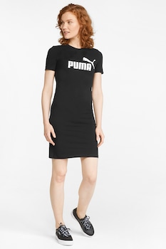 Puma - Рокля Essentials тип тениска с лого, Бял/Черен