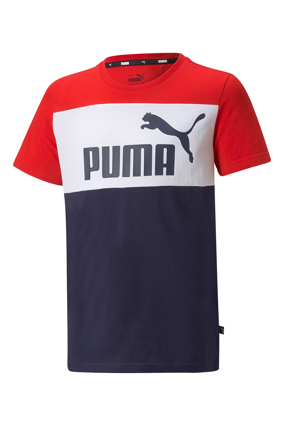 Night spot Season Previs site Puma, Tricou cu imprimeu logo Essential, Rosu, Alb, Bleumarin, 116 CM - eMAG .ro