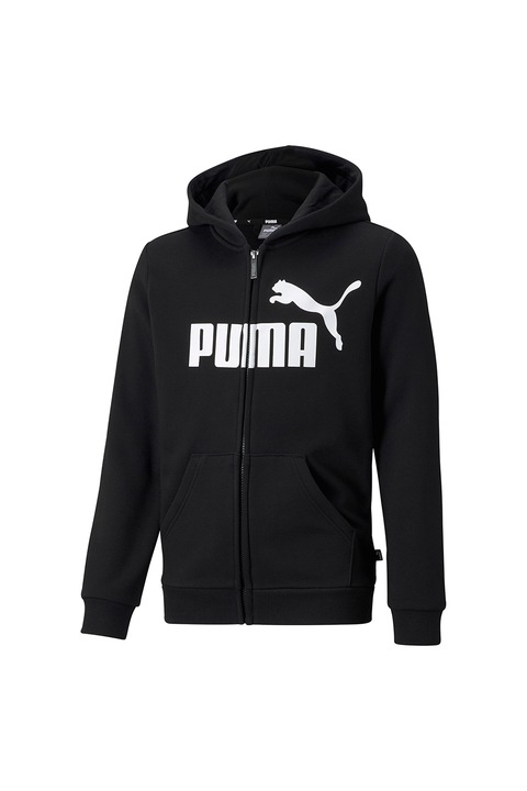 Puma, ESS logós cipzáros pulóver kapucnival és ferde zsebekkel, Fehér/Fekete