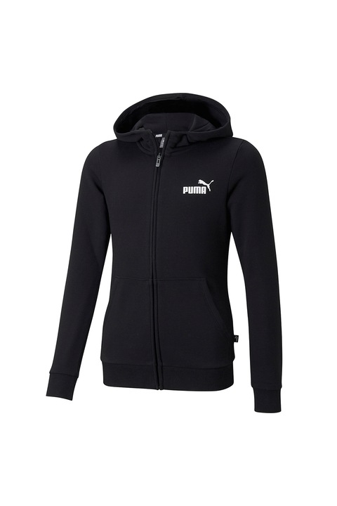 Puma, Essentials kapucnis cipzáros pulóver, Fehér/Fekete