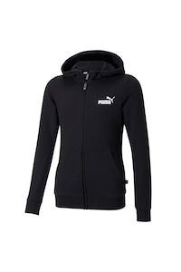 Puma, Essentials kapucnis cipzáros pulóver, Fehér, Fekete, 176 CM