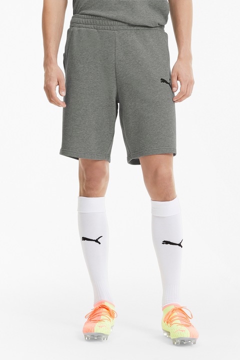 Puma, Pantaloni scurti din amestec de bumbac pentru fotbal Goal 23, Negru/Gri melange