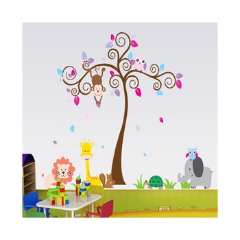 Sticker gigant pentru copii - Copacel si animale din jungla Sticker gigant pentru copii - Copacel si animale din jungla