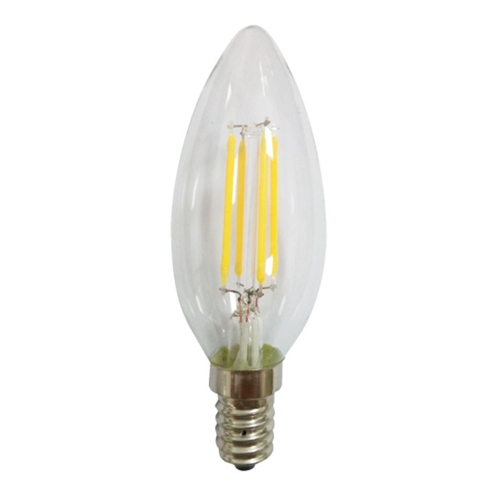 Bec Led Filament Lumanare SPIN SPN6633 E14/4W/220V 6000K, Lumina rece