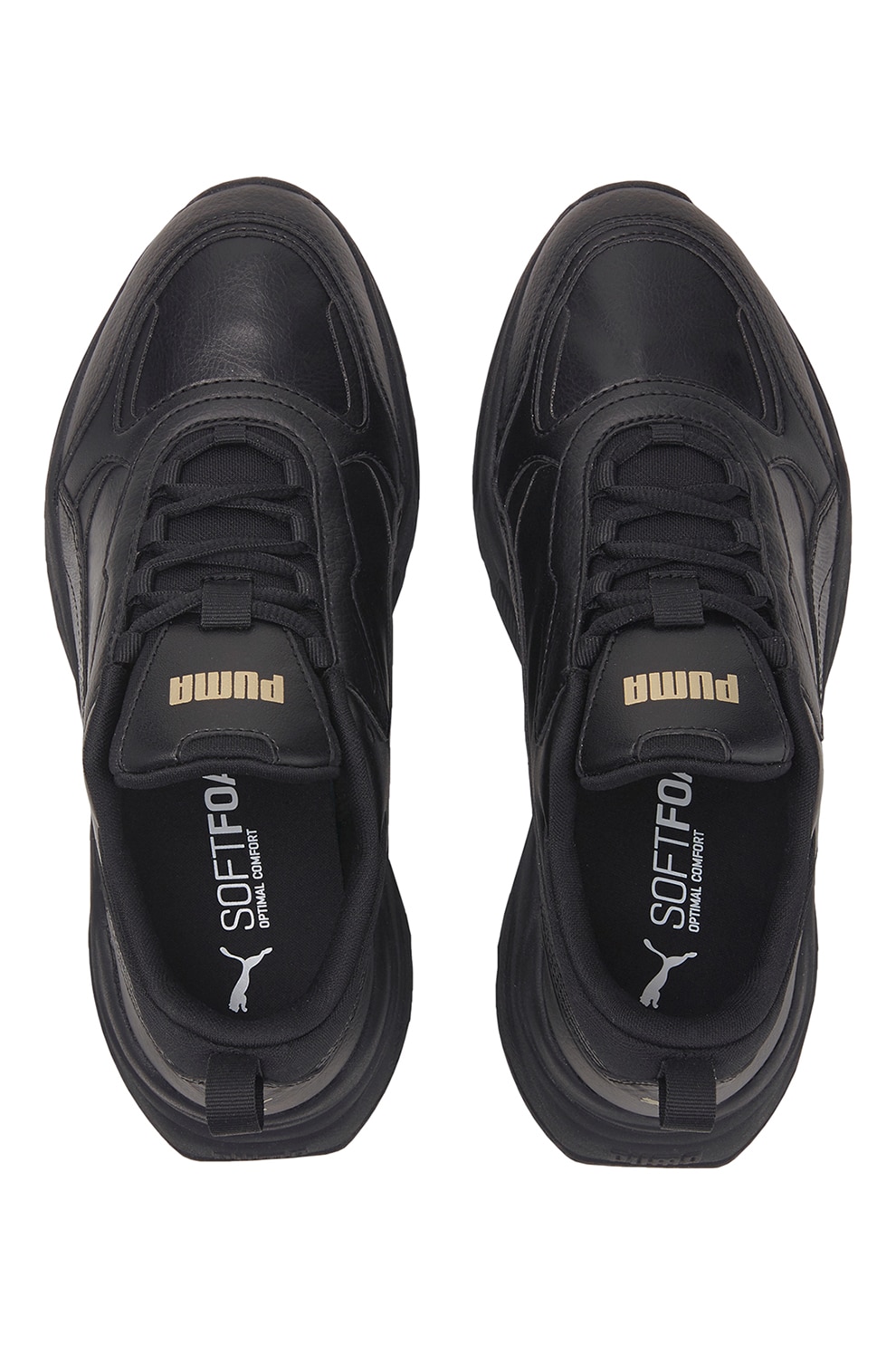 Puma, Спортни обувки Cassia от еко кожа, Златист, Черен, 5 - eMAG.bg