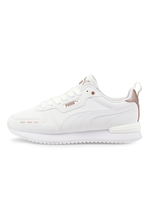Puma, Pantofi sport de piele ecologica R78 Raw, Alb/Rose Gold Metallic