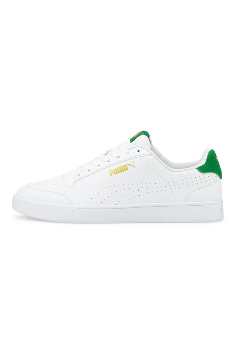 Puma, Pantofi sport cu detaliu de piele intoarsa Shuffle Perf, Alb/Verde