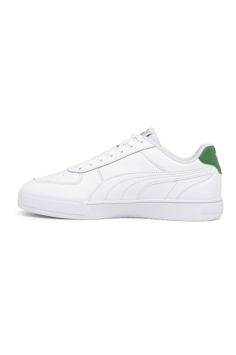 Puma, Pantofi sport de piele ecologica cu sireturi Caven, Alb, Verde avocado, 10