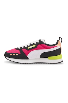 Puma - Унисекс спортни обувки R78 с текстил и цветен блок, Тъмносин/Бледожълт