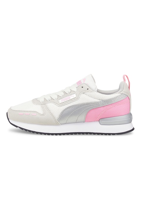 Puma, Pantofi sport cu garnituri de piele ecologica R78, Gri deschis/Roz