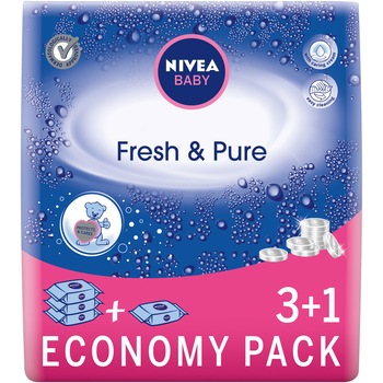 Set de 4 x Servetele Nivea Baby Economy Pack Fresh & Pure, 4x 63 buc Set de 4 x Servetele Nivea Baby Economy Pack Fresh & Pure, 4x 63 buc