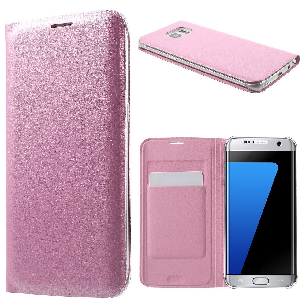 Husa Samsung Galaxy S7 edge G935, Ultraslim, Pink, Piele Ecologica, Book