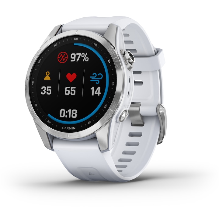 Часовник Smartwatch Garmin Fenix 7S, 42 мм, Silicone strap, Silver/Whitestone