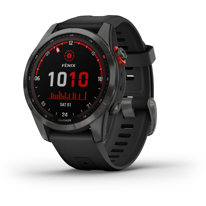 Часовник Smartwatch Garmin Fenix 7S Solar, 42 мм, Silicone strap, Slate Gray/Black