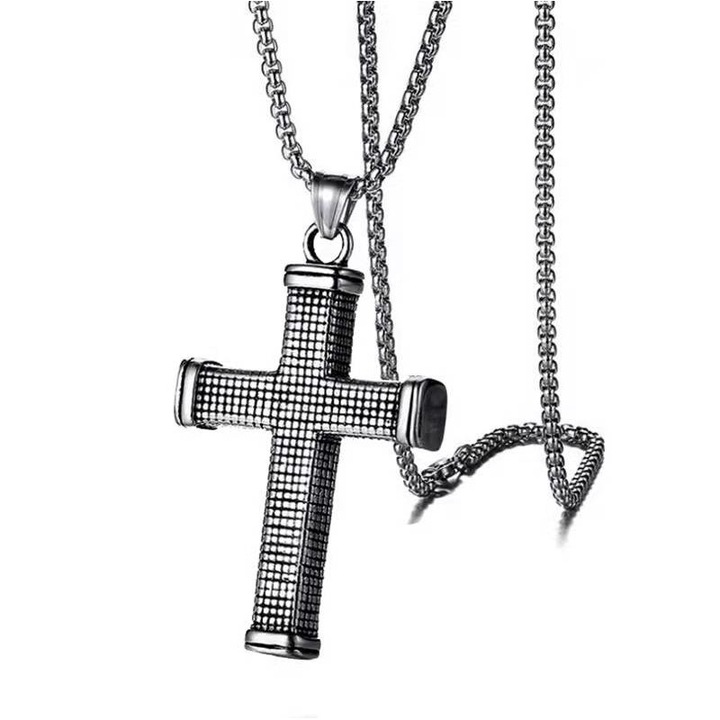 Nyaklánc kereszt alakú medállal, Nevermore, Retro Fashion, 60cm, Ezüst