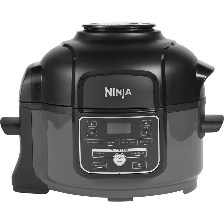 Мултикукър Ninja Foodi MINI OP100EU, 6-in-1, 4.7 л, Електрическа тенджера под налягане и фритюрник с въздух, Черен/Сив