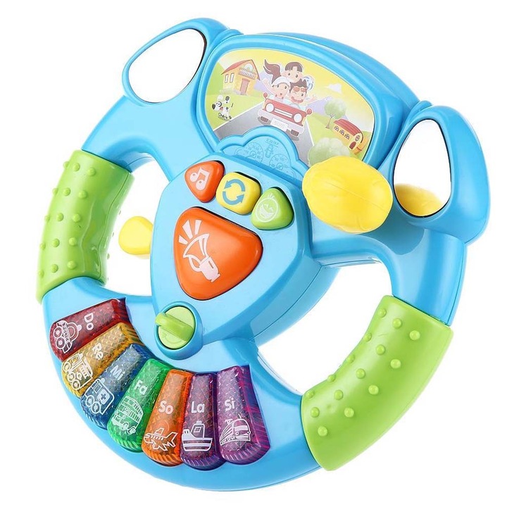 Jucarie volan interactiv cu activitati, sunete si lumini, BG2005 RCO®