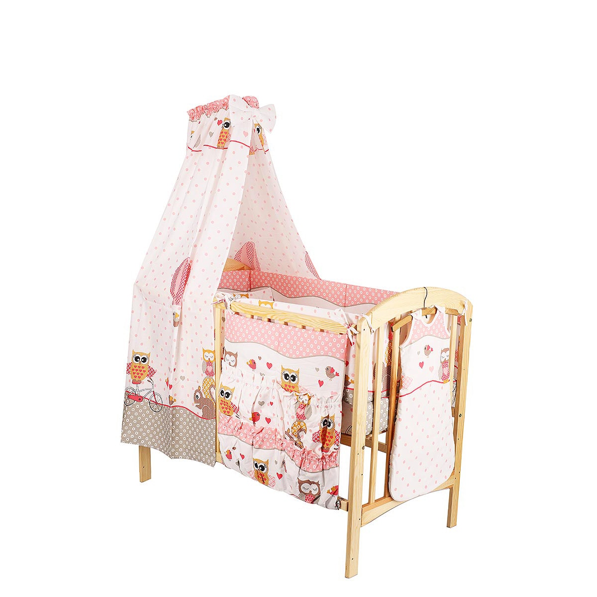 Lenjerie 8 piese, bufnite mari, roz 120x60 cm