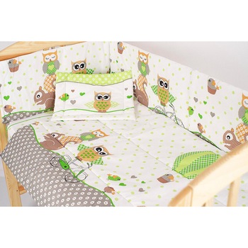 Lenjerie 3 piese, bufnite mari, verzi 120x60 cm Lenjerie 3 piese, bufnite mari, verzi 120x60 cm