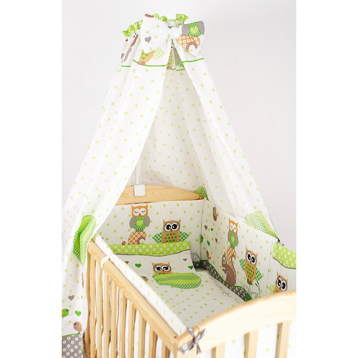 Baldachin patut, bufnite mari, verzi 150x210 cm