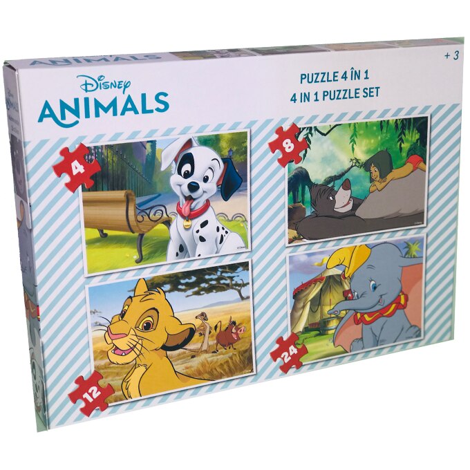 Puzzle 4 In 1 - Disney Animals, 4/8//12/24 piese - eMAG.ro