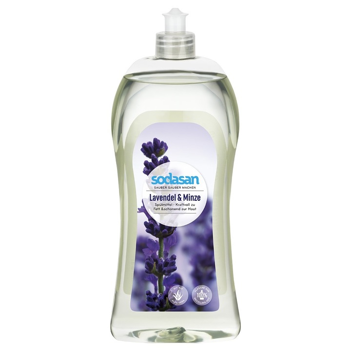 Detergent lichid de vase cu lavanda si menta, 1L, Sodasan