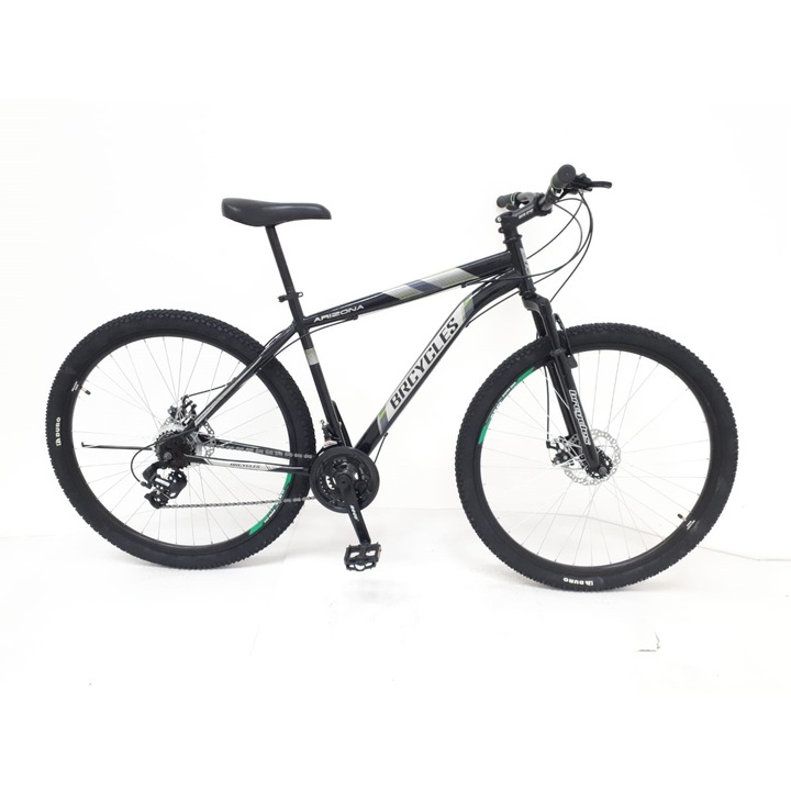 BR CYCLES Arizona MTB-HT Kerékpár, 29″, tárcsafékek, szekvenciális fékkarok, 21, fekete/szürke/zöld