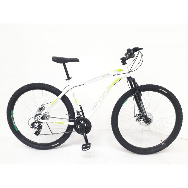 BR CYCLES Arizona MTB-HT Kerékpár, 29″, Tárcsafékek, Váltókarok, 21 Sebesség, Fehér/Zöld