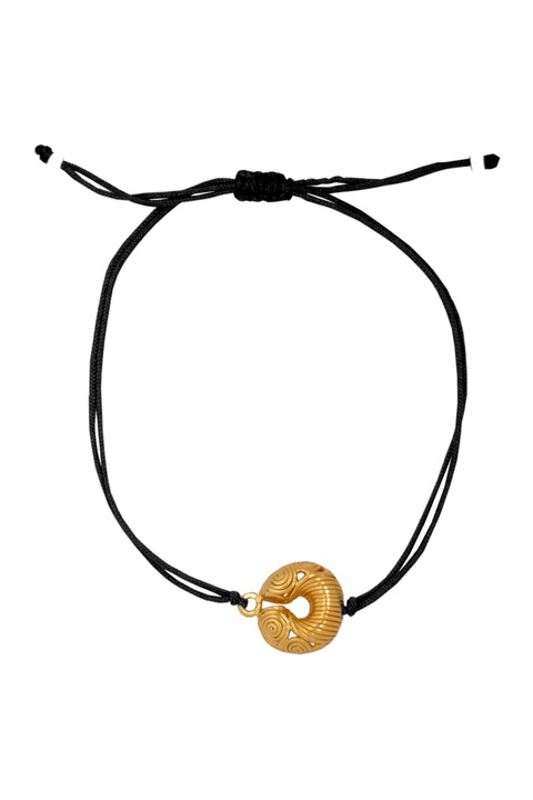 Bratara snur textil cu model circular filigranat, cultura Calima, placat cu aur de 24 K