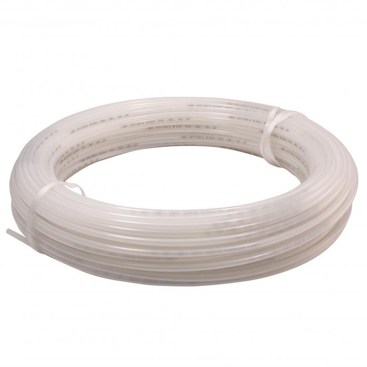 Furtun pneumatic transparent din nylon PA6, pentru aer comprimat, 10 x 8 rola 20m
