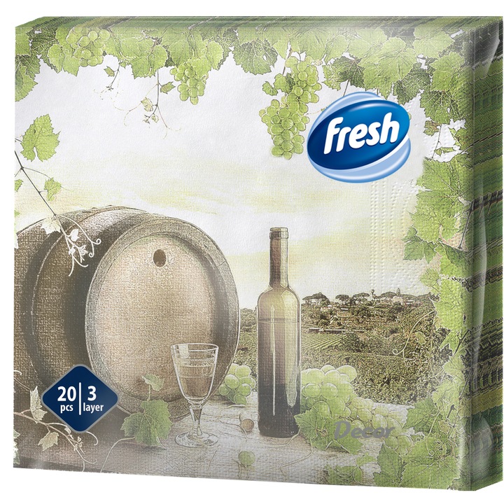 Салфетки за маса Fresh Deluxe Wine & Grapes 20 броя 3 слоя 33x33